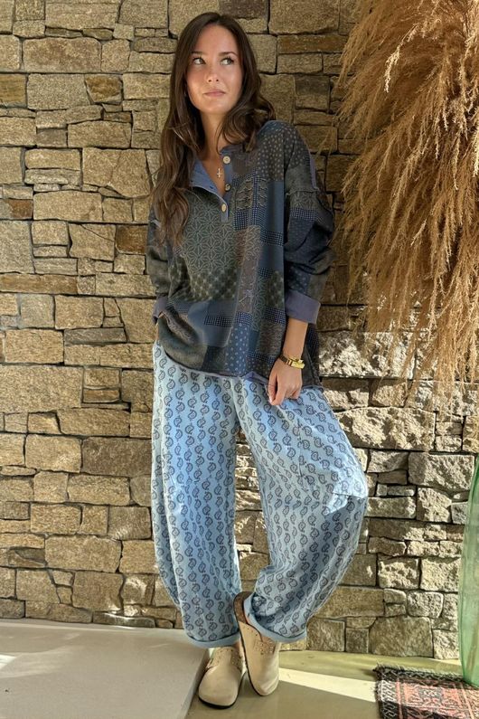 Hippie Shake Patchwork Sweatshirt Denim ~ 